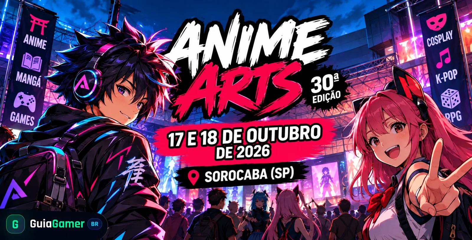 Anime Arts 2026 em Sorocaba: ingressos, Marco Ribeiro, cosplay, games e atrações