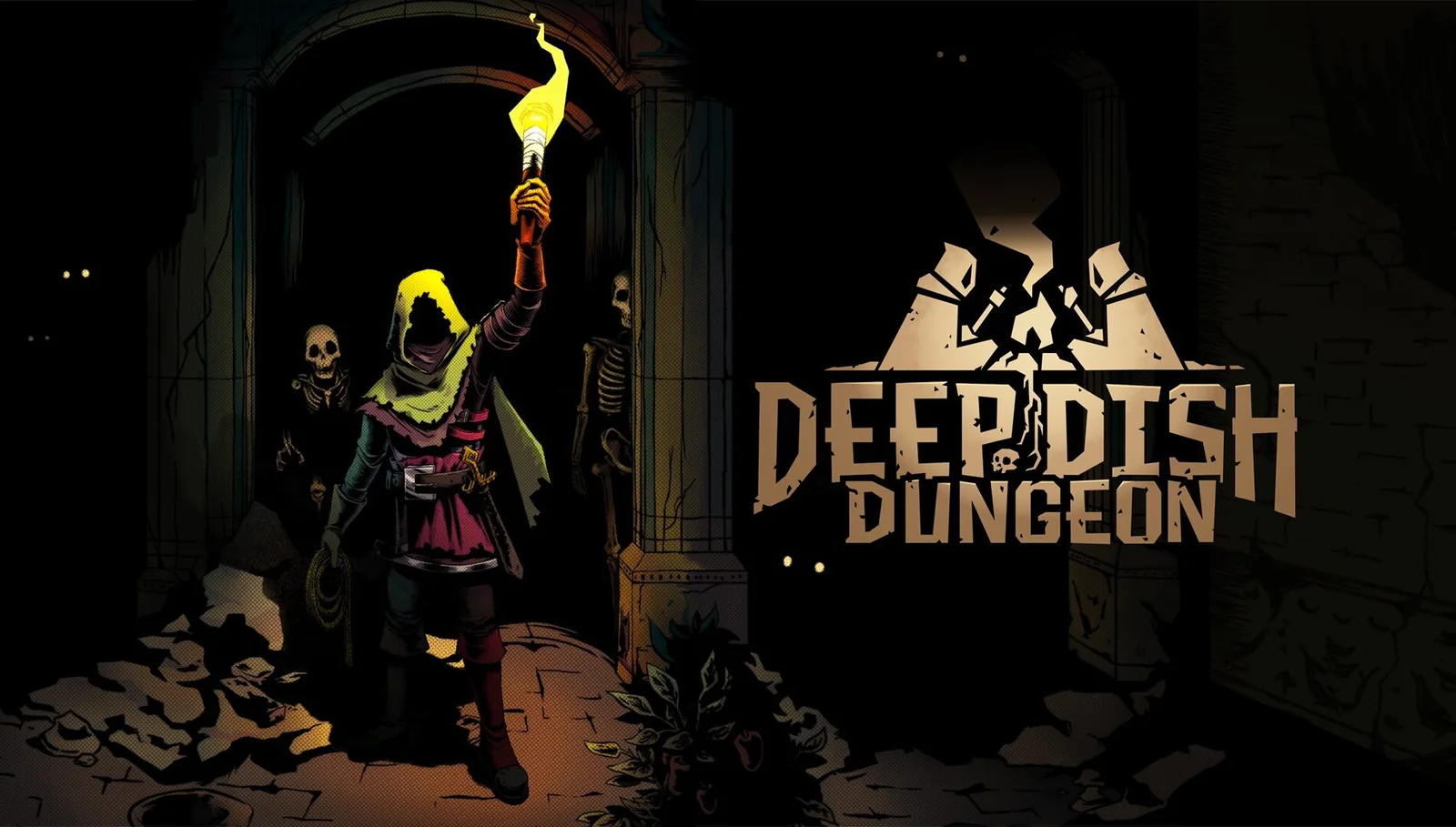 Arte oficial de Deep Dish Dungeon, jogo brasileiro do Xbox Game Pass
