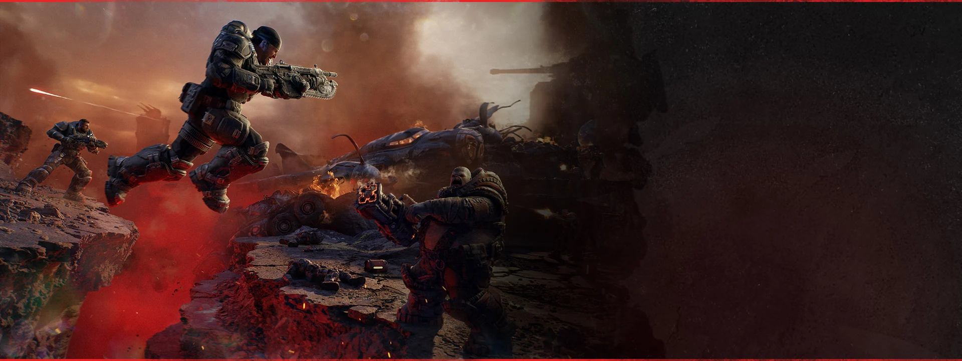 Marcus Fenix e Dom Santiago enfrentam um Boomer Locust em Gears of War E-Day