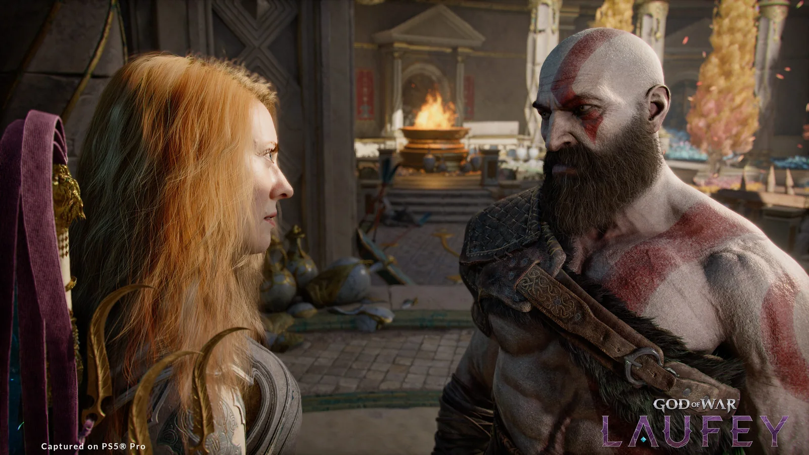 Faye e Kratos em God of War Laufey