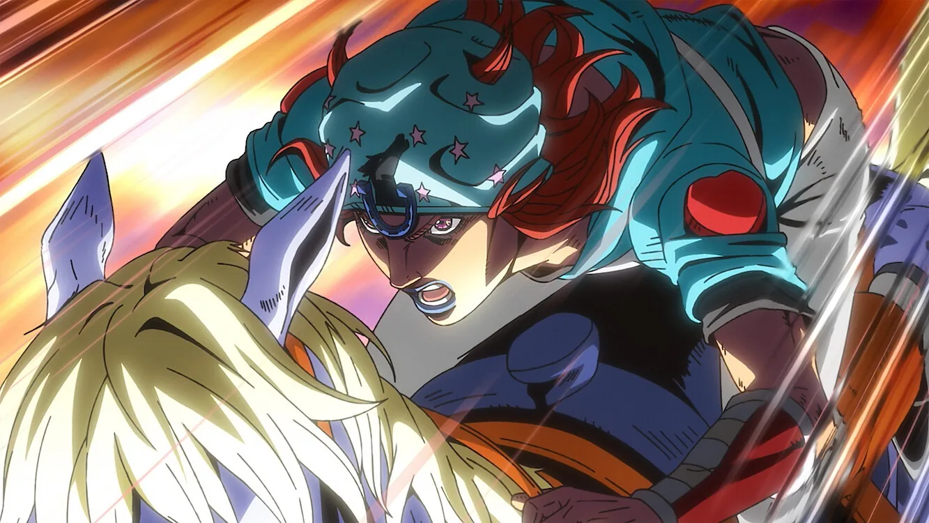 Cena de ação de Steel Ball Run, Parte 7 de JoJo’s Bizarre Adventure