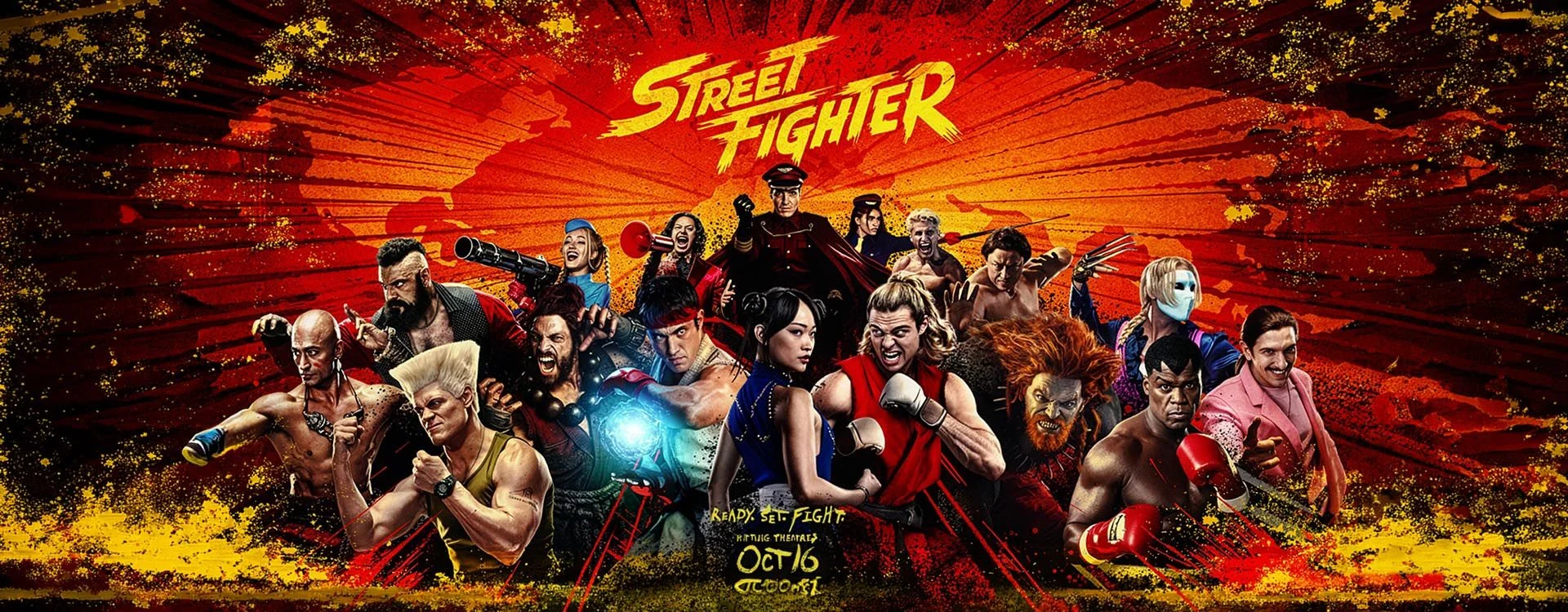 Arte oficial do filme Street Fighter com personagens da adaptação live-action