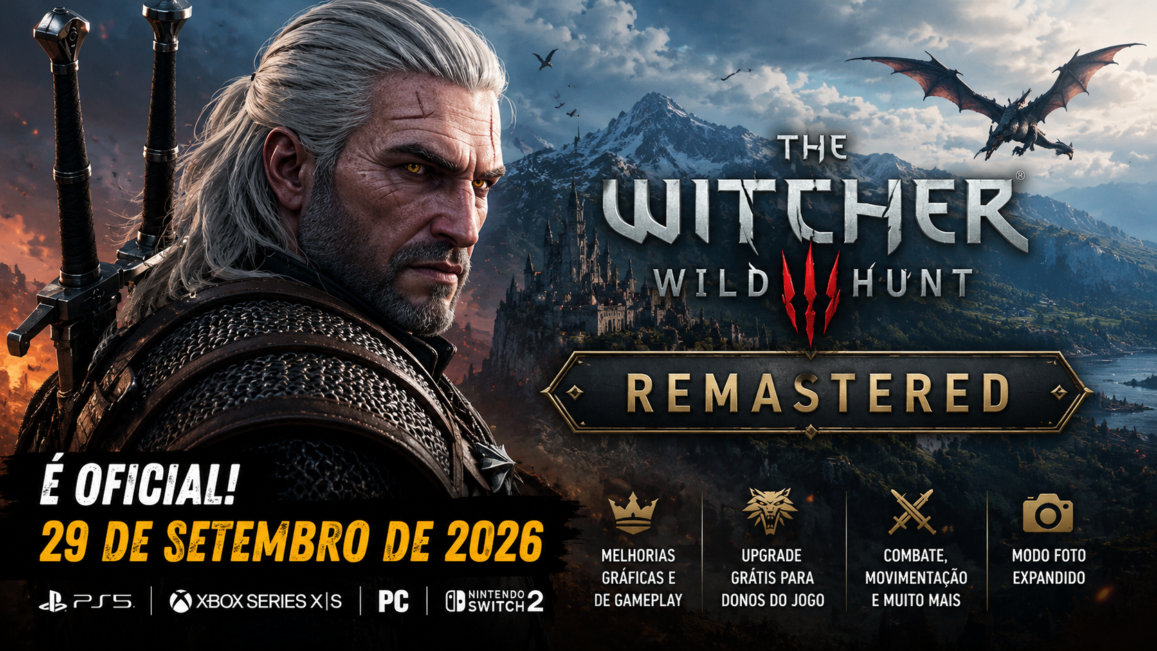 The Witcher 3 Remastered é anunciado: lançamento, melhorias e upgrade grátis