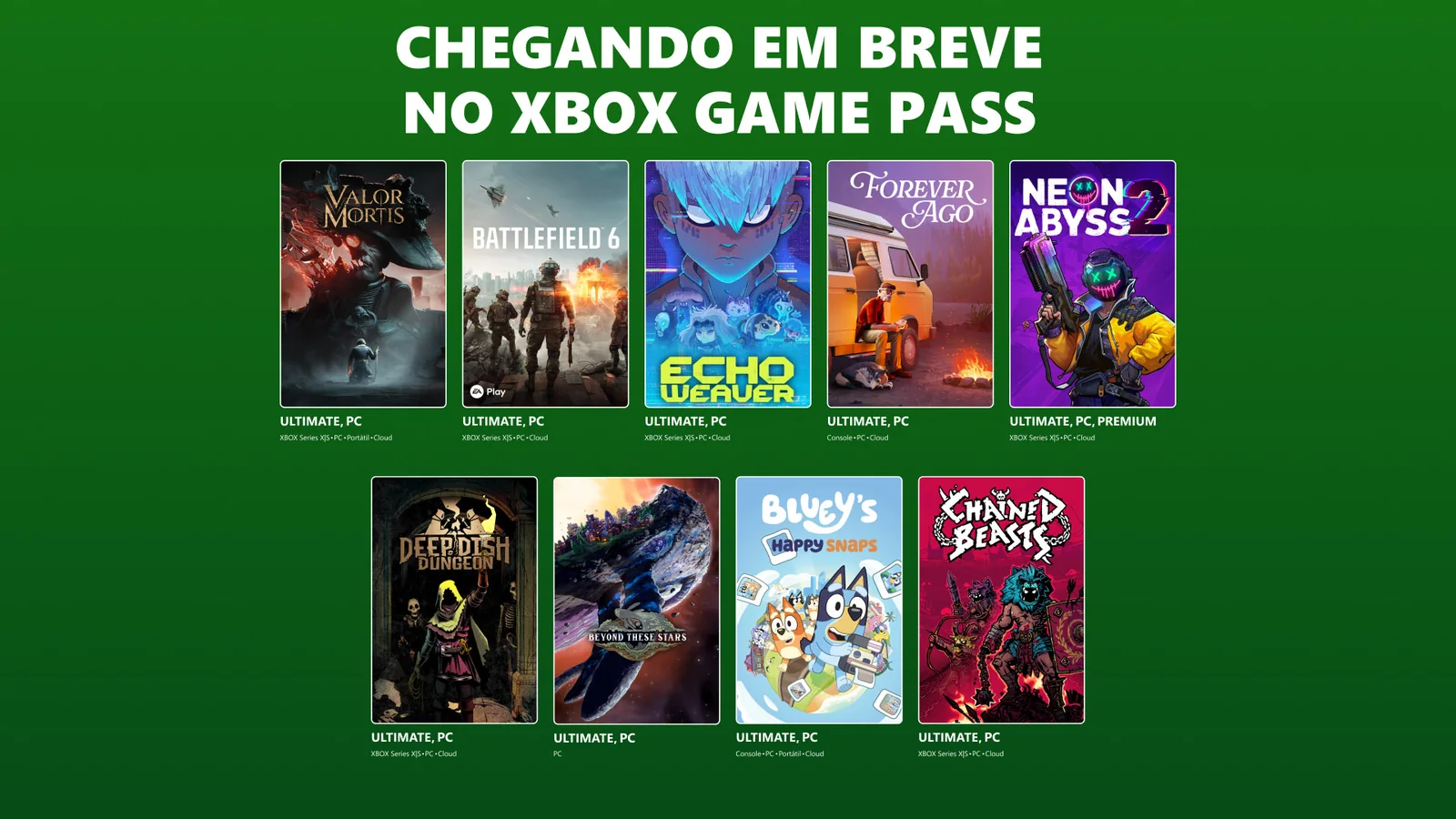 Xbox Game Pass outubro de 2026: jogos, datas e saídas